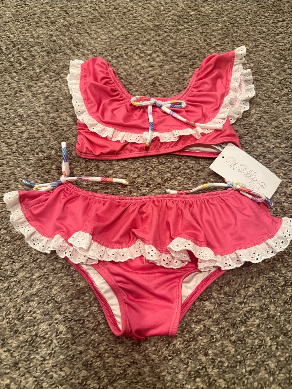 Well Dressed Wolf / wildling Pink Ruffle Two-Piece Swim Set